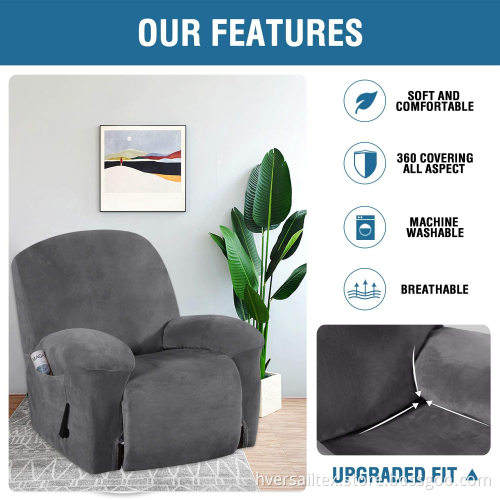 Velvet Plush 1-Piece Recliner Chair Cover